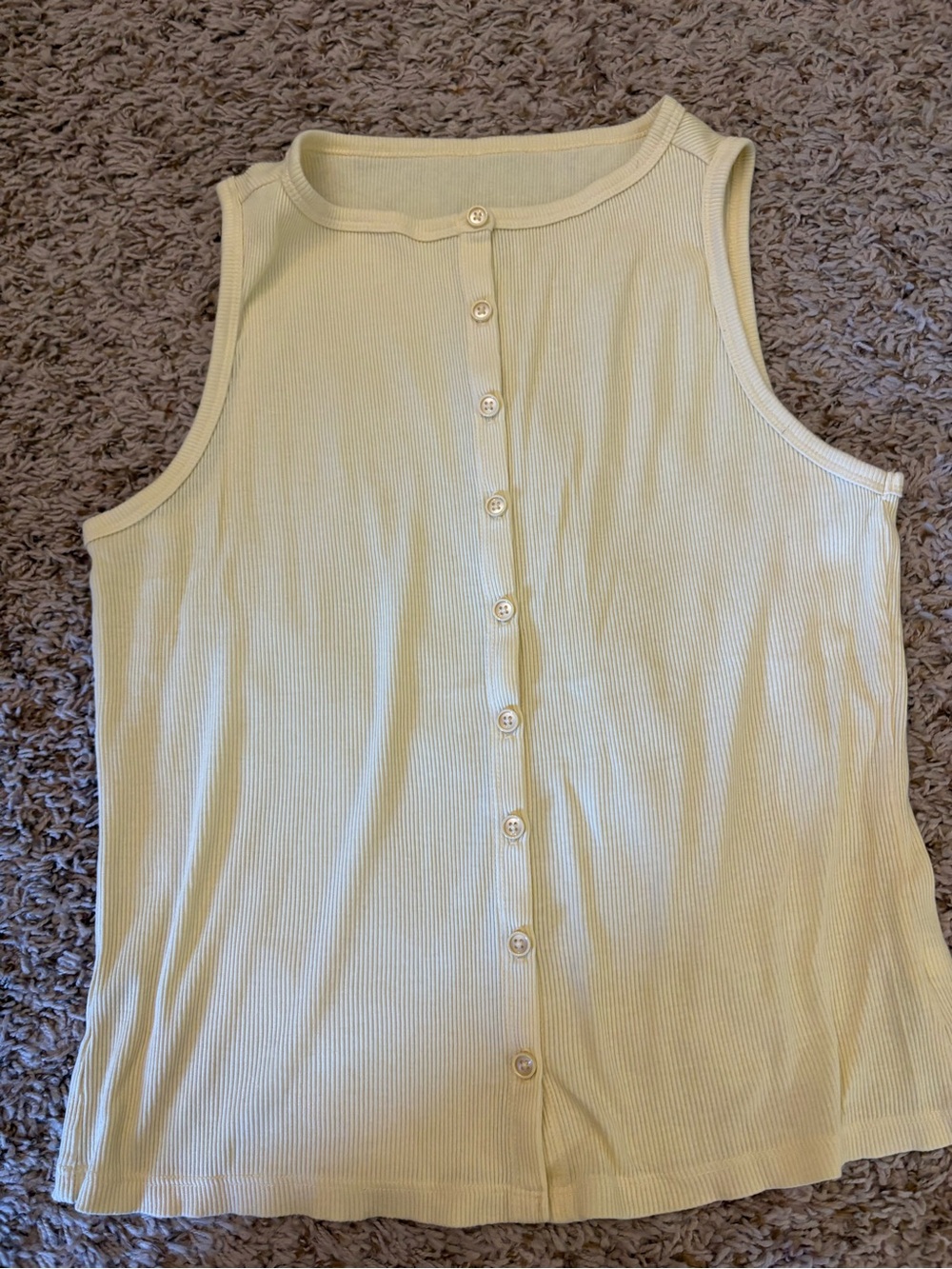 a new day Light yellow Ribbed Button-Front Tank